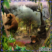 l'ours et ses petits - Free animated GIF