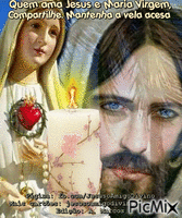 Quem ama Jesus e a Virgem Maria, compartilha e mantenha a vela acesa. GIF แบบเคลื่อนไหว