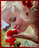 It smells flowers. Animated GIF