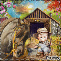 cheval et le garçon - Nemokamas animacinis gif