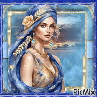 Donna in blu e oro - Gratis animeret GIF