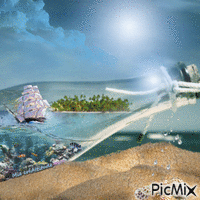 Une bouteille à la mer - Darmowy animowany GIF