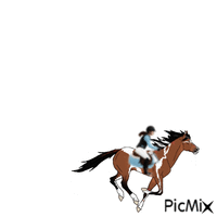 Girl riding on horse 2 GIF animado