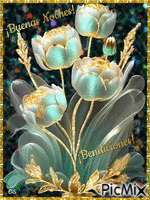 Flores Turquesa - GIF animado grátis