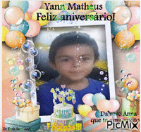 Feliz aniversário Yann Gif Animado