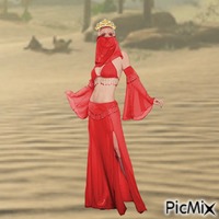 Arabian princess in red GIF animado