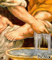 Jesús lavando los pies - GIF animado grátis