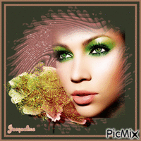 femme aux yeux verts animált GIF