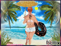 Hilda à la plage анимиран GIF