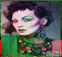 Portrait Woman Colors Deco Glitter Fashion Glamour Makeup - Free animated GIF