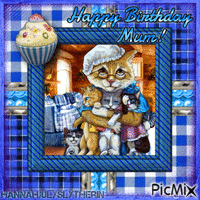 {{Happy Birthday Mum! - Mum Cat & Kittens}} - GIF animé gratuit