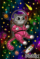 Kitty In Space - GIF เคลื่อนไหวฟรี
