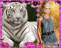 La femme et le tigre qui parle ♥♥♥ animoitu GIF