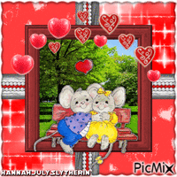 ♥♦♥Mice on a Bench in the Park in Love♥♦♥ GIF animé