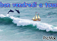 mer et dauphin - Безплатен анимиран GIF