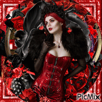 Portrait gothique en rouge et noir