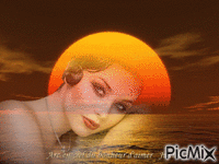 femme coucher de soleil - GIF animé gratuit