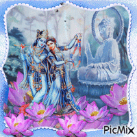 Radha Krishna mit Lotusblüte