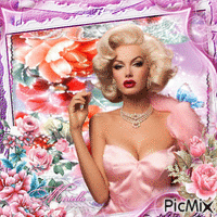 Contest! Marilyn Monroe  en  rose - Besplatni animirani GIF