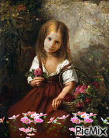 Девочка с цветами - Nemokamas animacinis gif