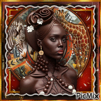 Femme d'Afrique - Multicolore - GIF animé gratuit