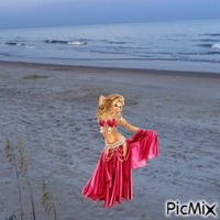 Belly dancer in red animuotas GIF