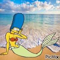 Marge Simpson the mermaid animasyonlu GIF