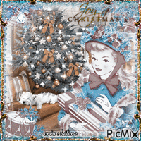 Joie de Noël - Tons bleus et marrons GIF animé