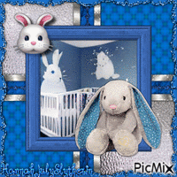 ///Bunny Plushie in Blue & Grey Tones\\\ animovaný GIF
