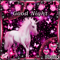 Pink/Sparkle/Unicorn/Good Night GIF animé
