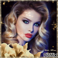 woman with golden flowers...april 2018 animuotas GIF
