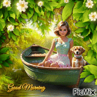 Good Morning Girl on a Boat - Безплатен анимиран GIF