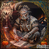 Zauberer oder Hexe der amerikanischen Ureinwohner - Animovaný GIF zadarmo