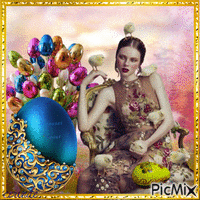 Easter woman - Gratis geanimeerde GIF
