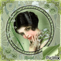 Vintage woman in green tones