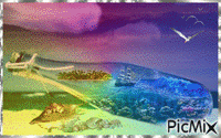 mare e arcobaleni - GIF animado gratis