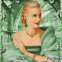 Portrait de femme, fond vert