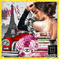 Perfume with the name of the city of Paris - GIF animado gratis