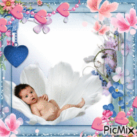 baby pink n blue flowers - GIF animado grátis