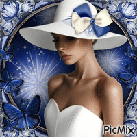Portrait White Hat/Blue Background-RM-02-22-24 - Ilmainen animoitu GIF