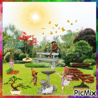 Jardim de bonsais animovaný GIF
