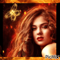 Woman -female-fire-orange κινούμενο GIF
