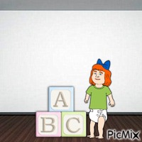 Baby posing with ABC blocks アニメーションGIF