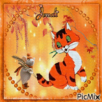 Jeudi - animal mignon - orange. - Free animated GIF
