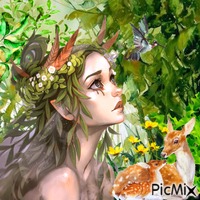 Forest nymph. Watercolour アニメーションGIF