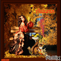 Woman-autumn-fall GIF animé