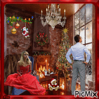 Waiting for friends to make Christmas together Animiertes GIF