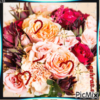 פרחים ולבבות - GIF animé gratuit