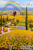 Among  sunflowers animovaný GIF