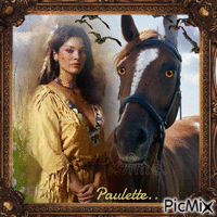 femme et son cheval - Gratis animerad GIF